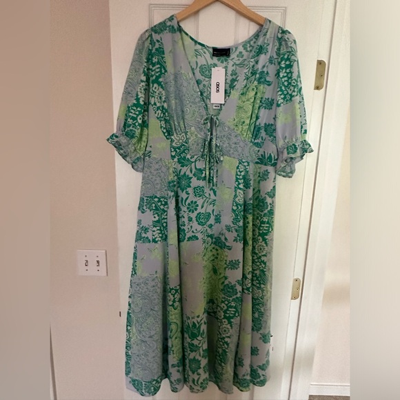 NWT ASOS DESIGN tie front midi tea dress Size 12 - Picture 7 of 7